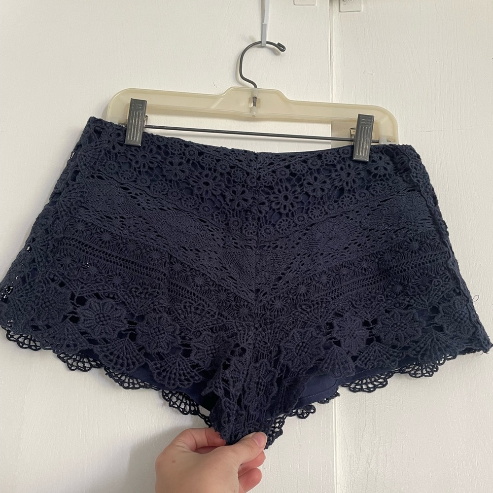 Navy Kimchi Blue Lace Crochet Shorts